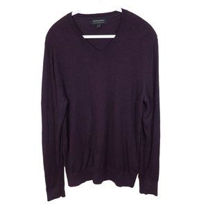 4/$25 BANANA REPUBLIC Size M Brown Cotton Blend V Neck Luxe Collection Sweater